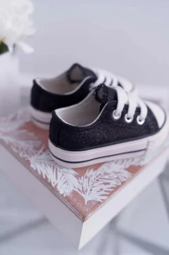 Dziewczęce>Boto Dziecięce Brokatowe Trampki Czarne Misty