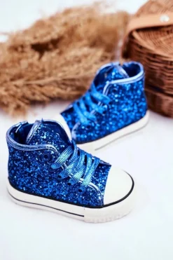 Best Boto Dziecięce Brokatowe Trampki Niebieskie Ally