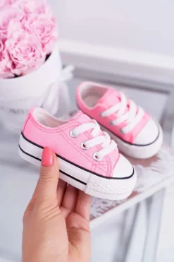 Outlet Dziecięce Brokatowe Trampki Różowe Misty Dzieci Dziewczęce