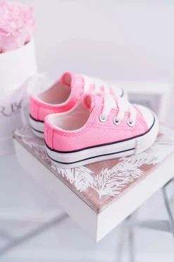 Outlet Dziecięce Brokatowe Trampki Różowe Misty Dzieci Dziewczęce