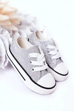 Dziewczęce|Back To School>Boto Dziecięce Brokatowe Trampki Srebrne Bling-Bling Srebrny
