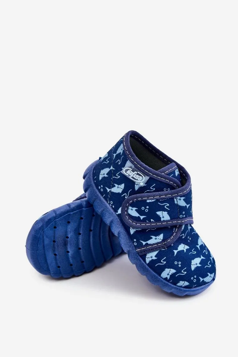 Hot Dziecięce Buty Papcie Rekiny 465P089 Granatowe Dzieci Chłopięce