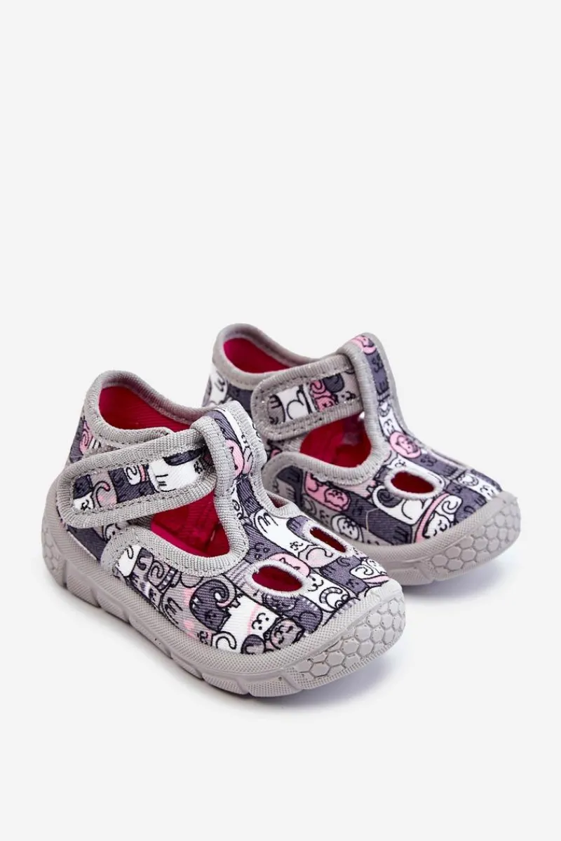 Dziewczęce>BEFADO Dziecięce Buty Papcie Kotki 630P001 Szare