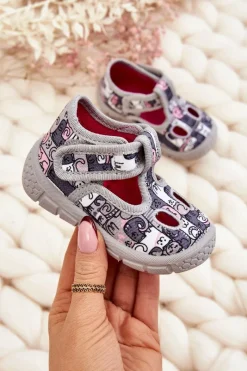Dziewczęce>BEFADO Dziecięce Buty Papcie Kotki 630P001 Szare