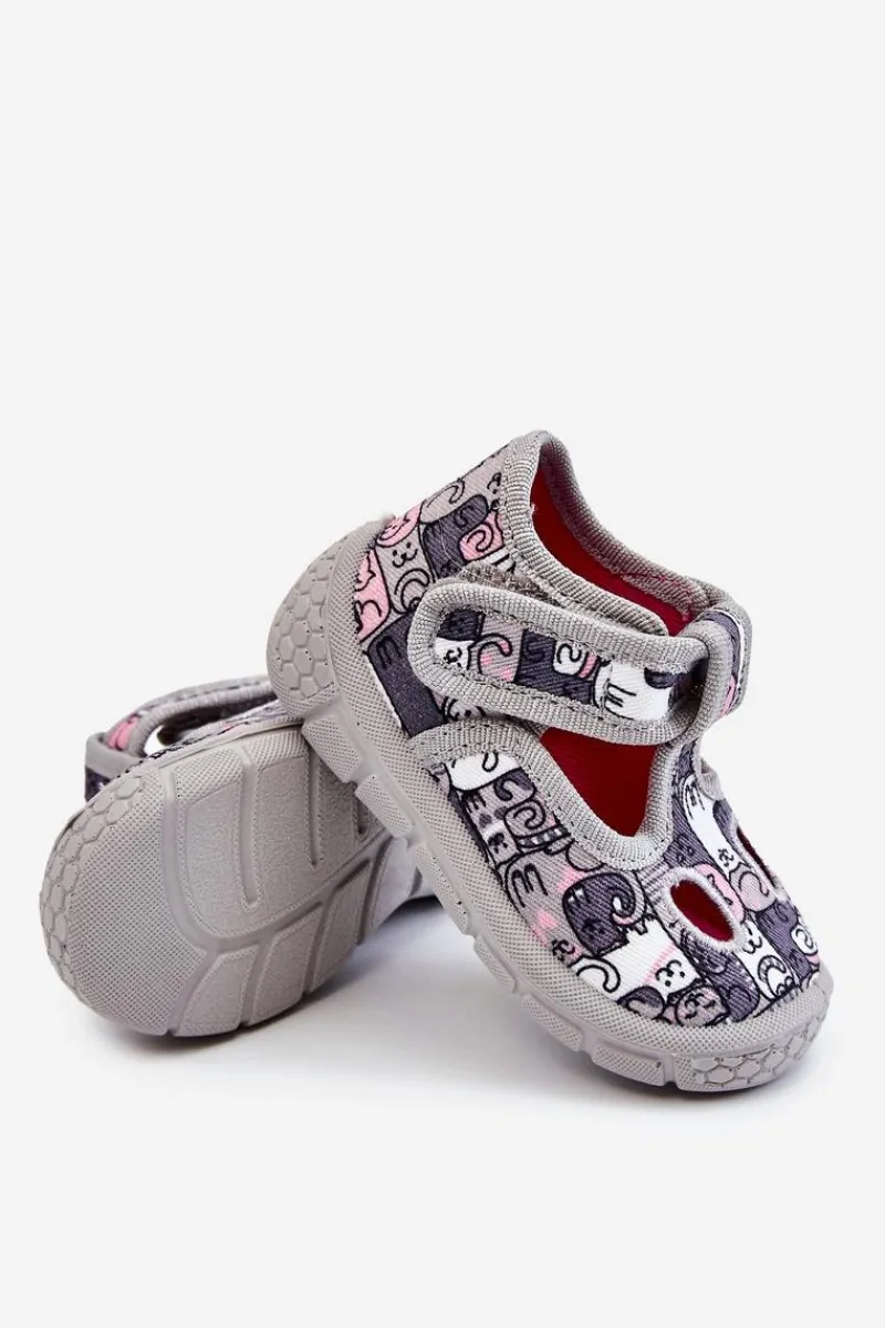 Dziewczęce>BEFADO Dziecięce Buty Papcie Kotki 630P001 Szare