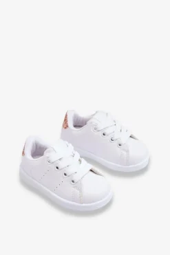 Best Boto Dziecięce Buty Sportowe Biało-Różowo Złote Glossy