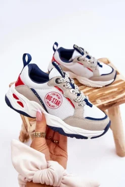 Clearance Dziecięce Buty Sportowe Memory Foam System Big Star JJ374269 Białe Dzieci Back To School