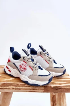 Clearance Dziecięce Buty Sportowe Memory Foam System Big Star JJ374269 Białe Dzieci Back To School