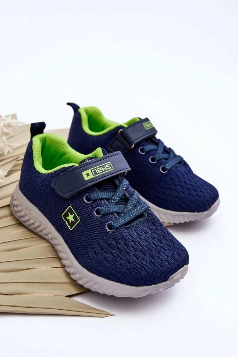 Chłopięce|Dziewczęce>Evento Dziecięce Buty Sportowe Na Rzep Granatowo-Zielone Brego