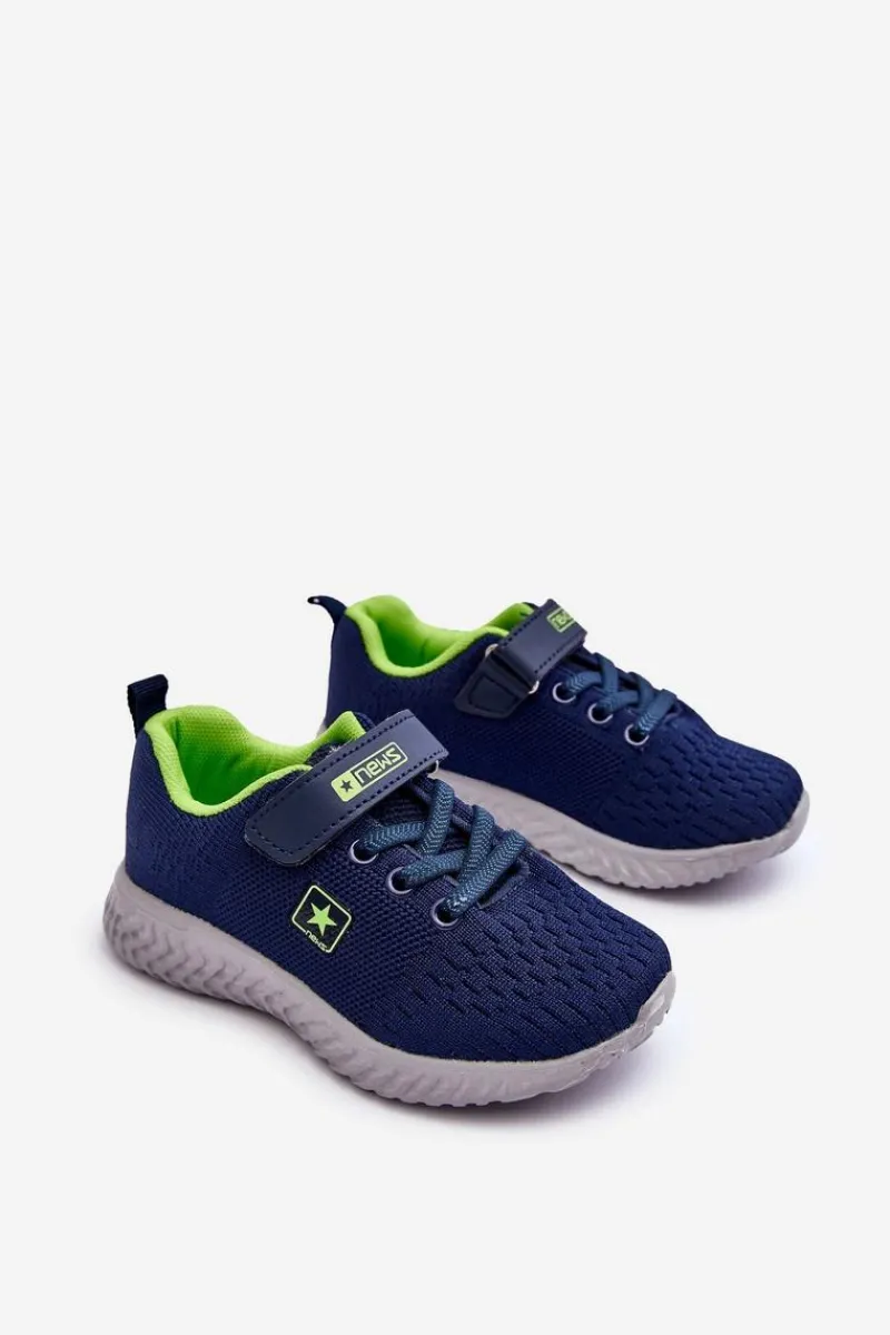 Chłopięce|Dziewczęce>Evento Dziecięce Buty Sportowe Na Rzep Granatowo-Zielone Brego