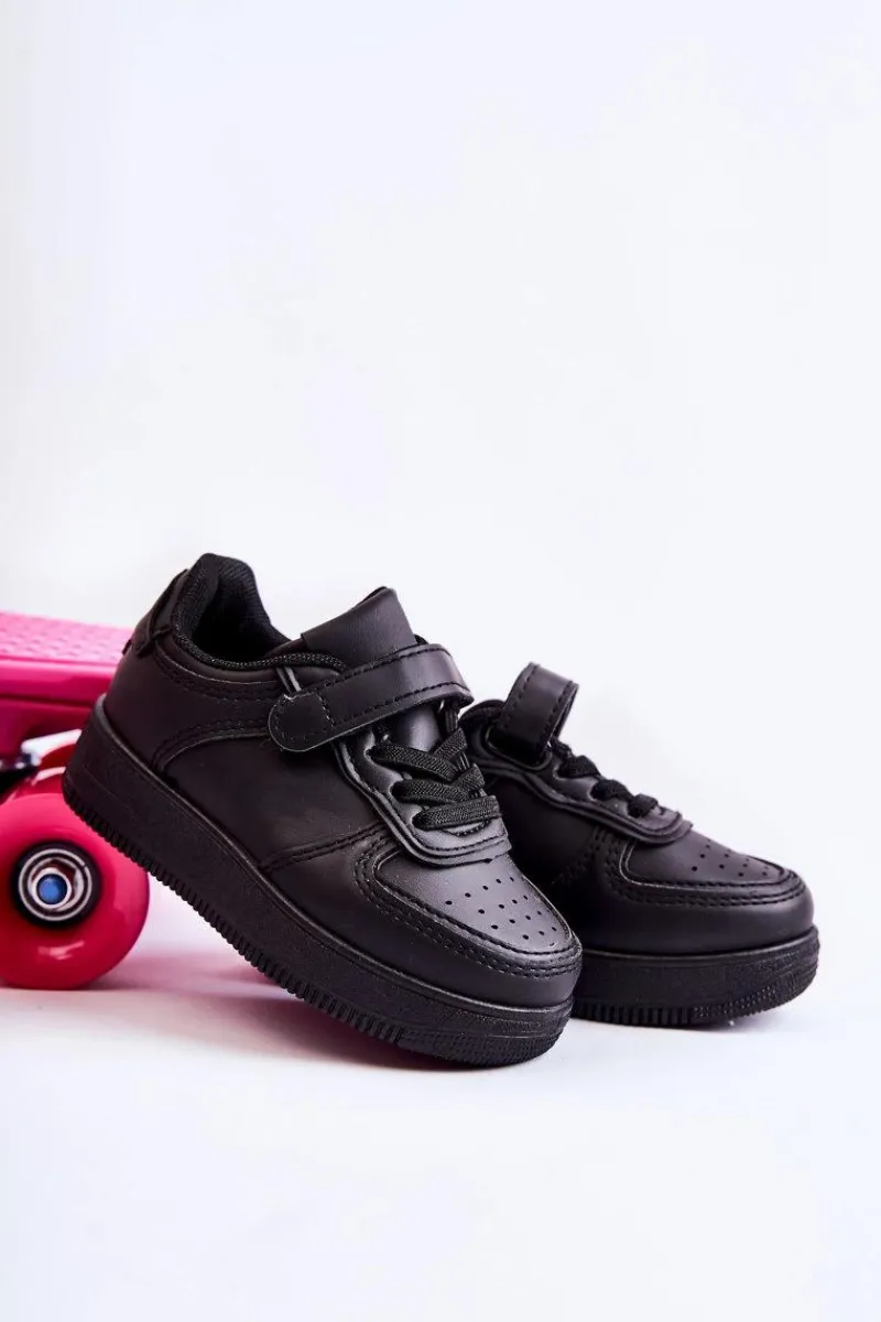 Outlet Boto Dziecięce Buty Sportowe Na Rzepy Czarne Elike Czarny