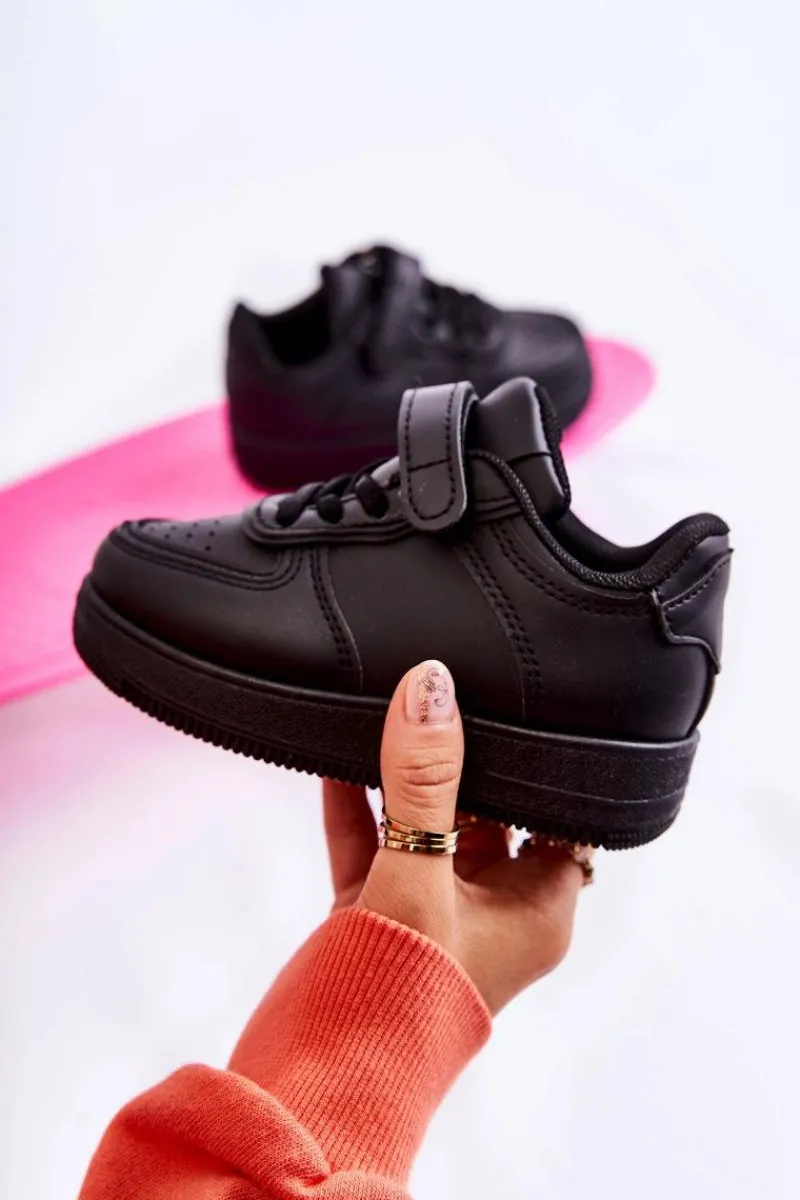 Outlet Boto Dziecięce Buty Sportowe Na Rzepy Czarne Elike Czarny