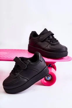 Outlet Boto Dziecięce Buty Sportowe Na Rzepy Czarne Elike Czarny