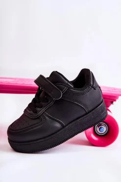 Outlet Boto Dziecięce Buty Sportowe Na Rzepy Czarne Elike Czarny