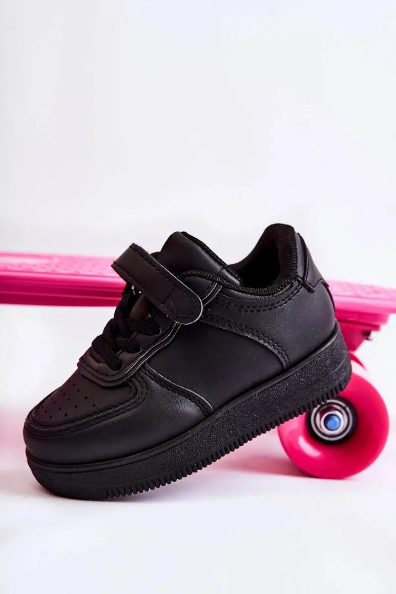 Outlet Boto Dziecięce Buty Sportowe Na Rzepy Czarne Elike Czarny