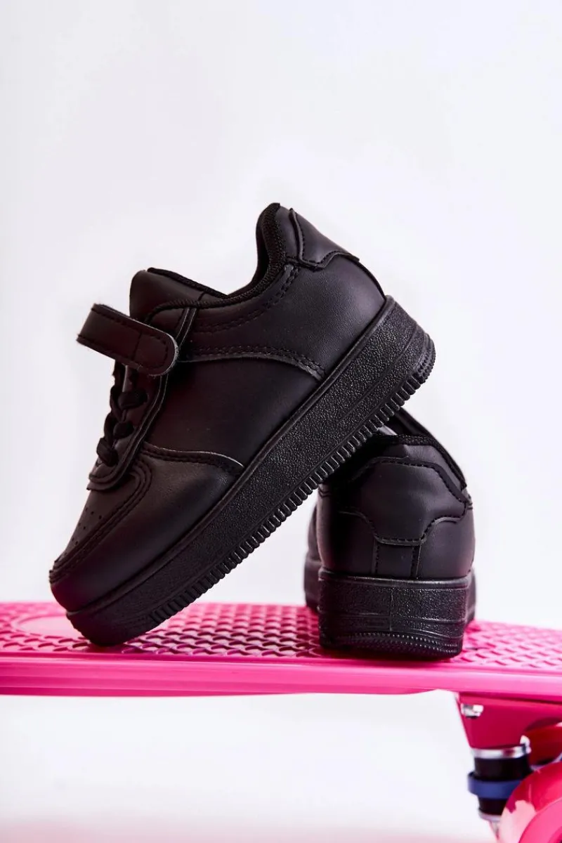 Outlet Boto Dziecięce Buty Sportowe Na Rzepy Czarne Elike Czarny