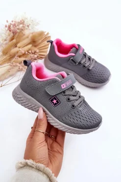 Outlet Dziecięce Buty Sportowe Na Rzep Szare Brego Dzieci Chłopięce|Dziewczęce