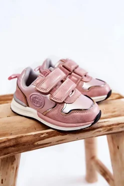 Back To School>Big Star Shoes Dziecięce Buty Sportowe Rzepy Memory Foam System Big Star KK374180 Różowe Różowy