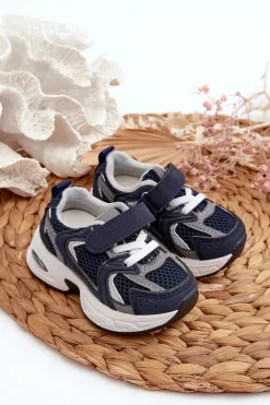 Clearance Boto Dziecięce Buty Sportowe Sneakersy Na Rzep Granatowe Rulagia Niebieski