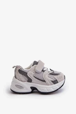 Clearance Dziecięce Buty Sportowe Sneakersy Na Rzep Szare Rulagia Dzieci Chłopięce|Dziewczęce