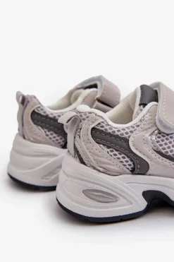 Clearance Dziecięce Buty Sportowe Sneakersy Na Rzep Szare Rulagia Dzieci Chłopięce|Dziewczęce