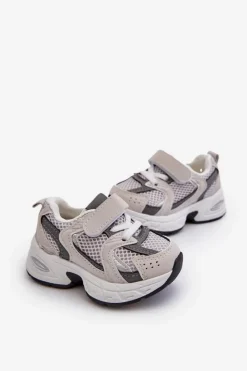 Clearance Dziecięce Buty Sportowe Sneakersy Na Rzep Szare Rulagia Dzieci Chłopięce|Dziewczęce