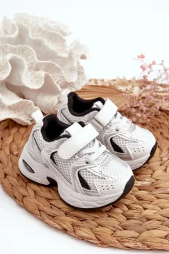 Chłopięce|Dziewczęce>Boto Dziecięce Buty Sportowe Sneakersy Na Rzep Biało-Czarne Ephona