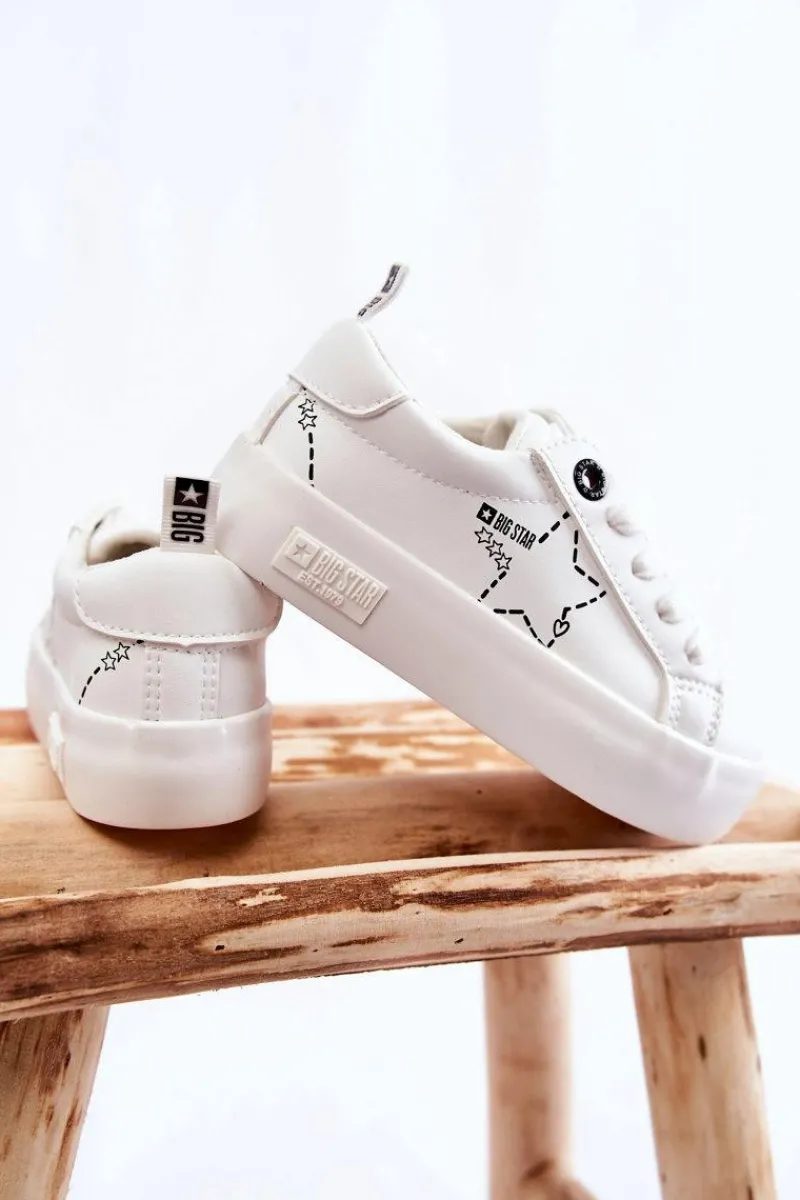 Back To School>Big Star Shoes Dziecięce Buty Sportowe Sznurowane Big Star KK374222 Białe Biały