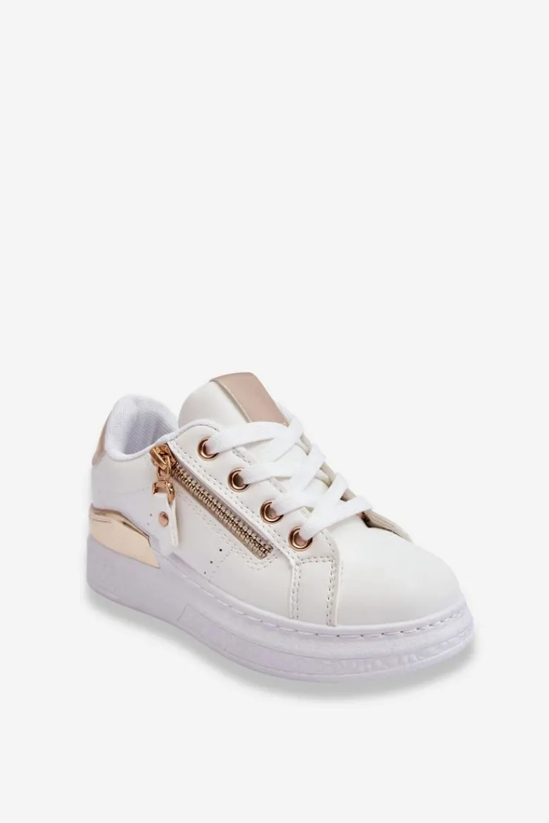 Online Boto Dziecięce Buty Sportowe Z Ozdobnym Zamkiem Biało-Złote Rocco