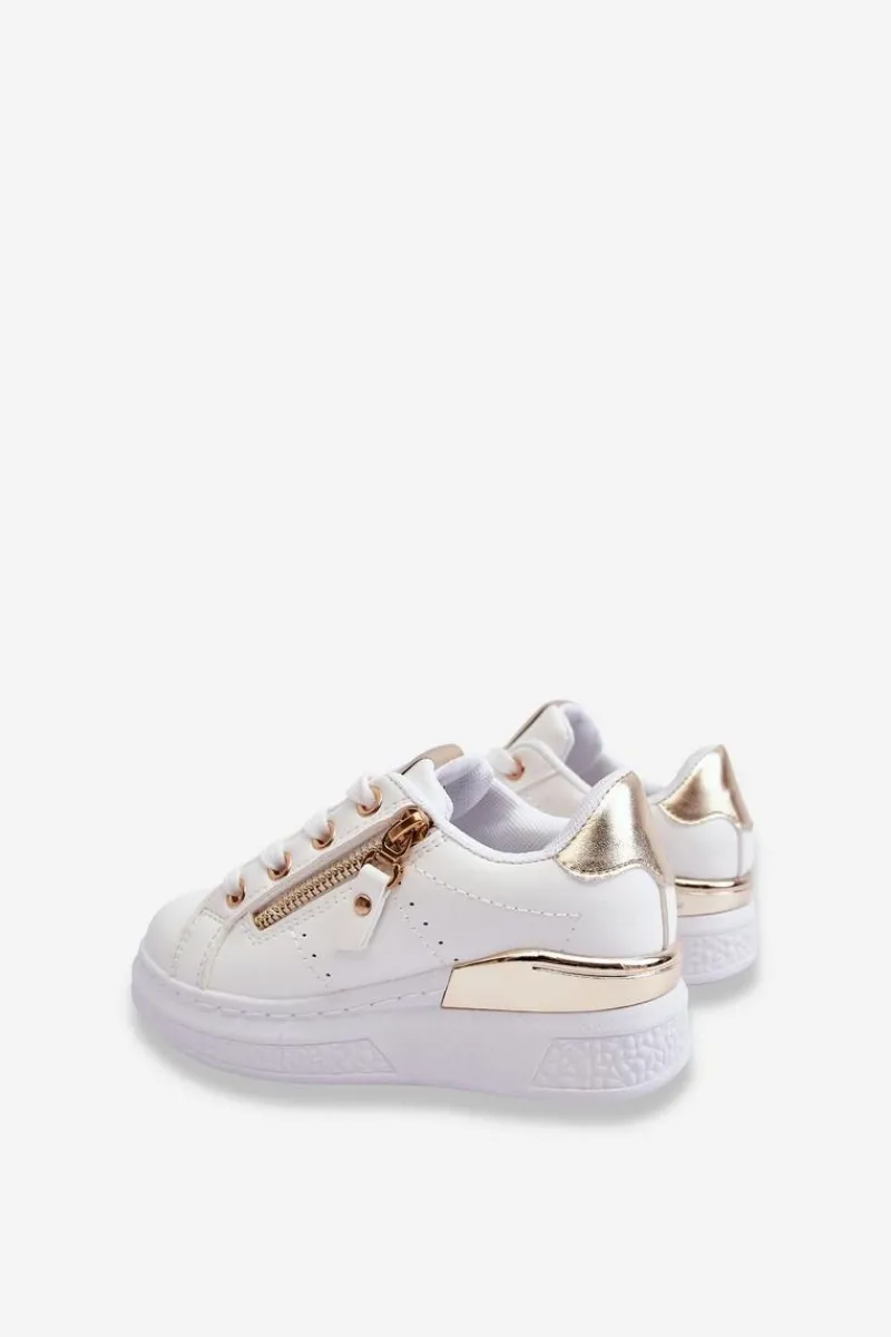 Online Boto Dziecięce Buty Sportowe Z Ozdobnym Zamkiem Biało-Złote Rocco