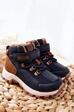 Best Dziecięce Buty Trekkingowe Big Star II374098 Granatowe Dzieci Chłopięce