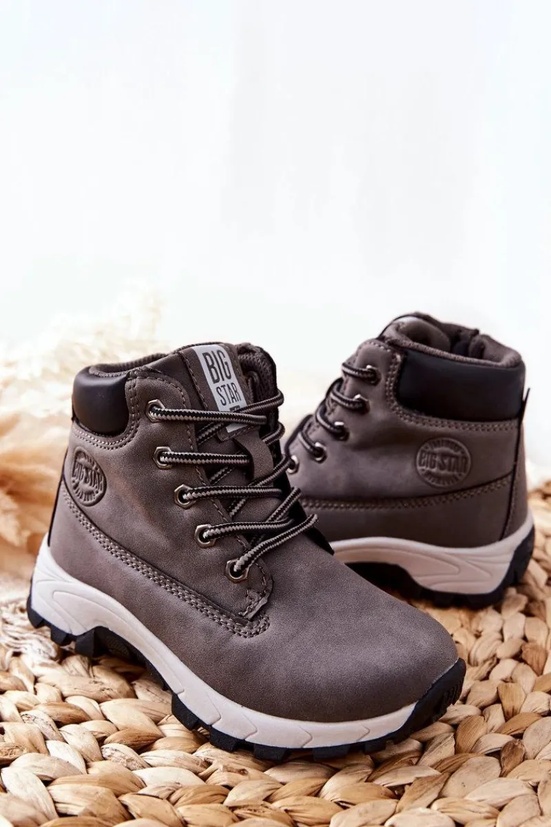 Online Dziecięce Buty Trekkingowe Big Star II374102 Szary Dzieci Chłopięce