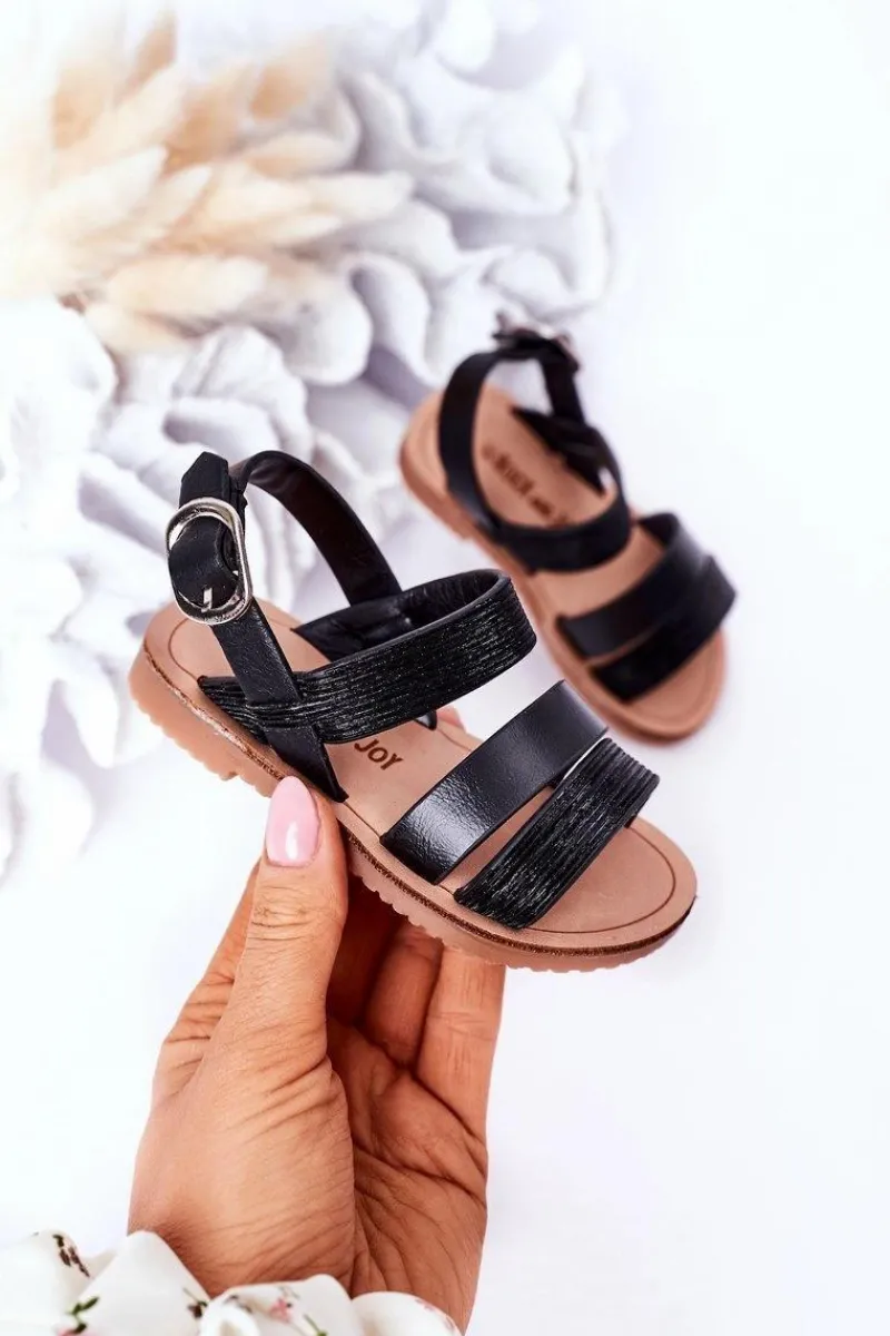 New Boto Dziecięce Błyszczące Sandały Czarne Natalie