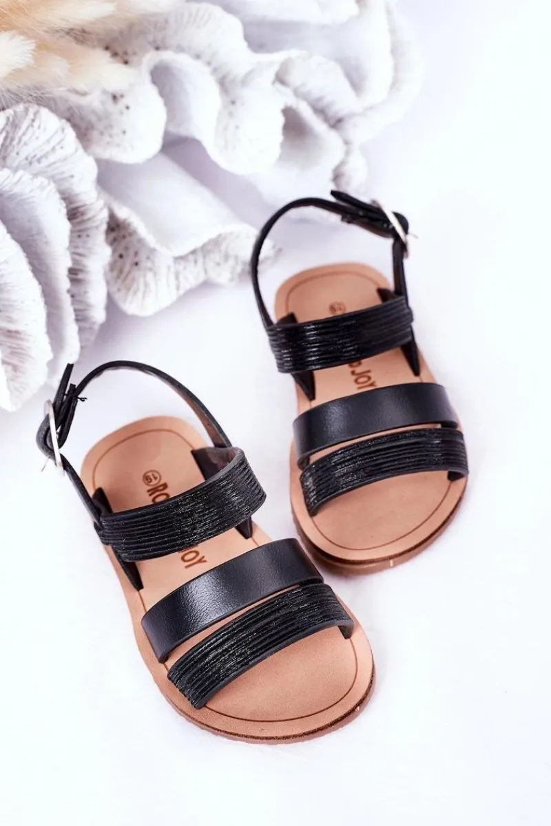 New Boto Dziecięce Błyszczące Sandały Czarne Natalie