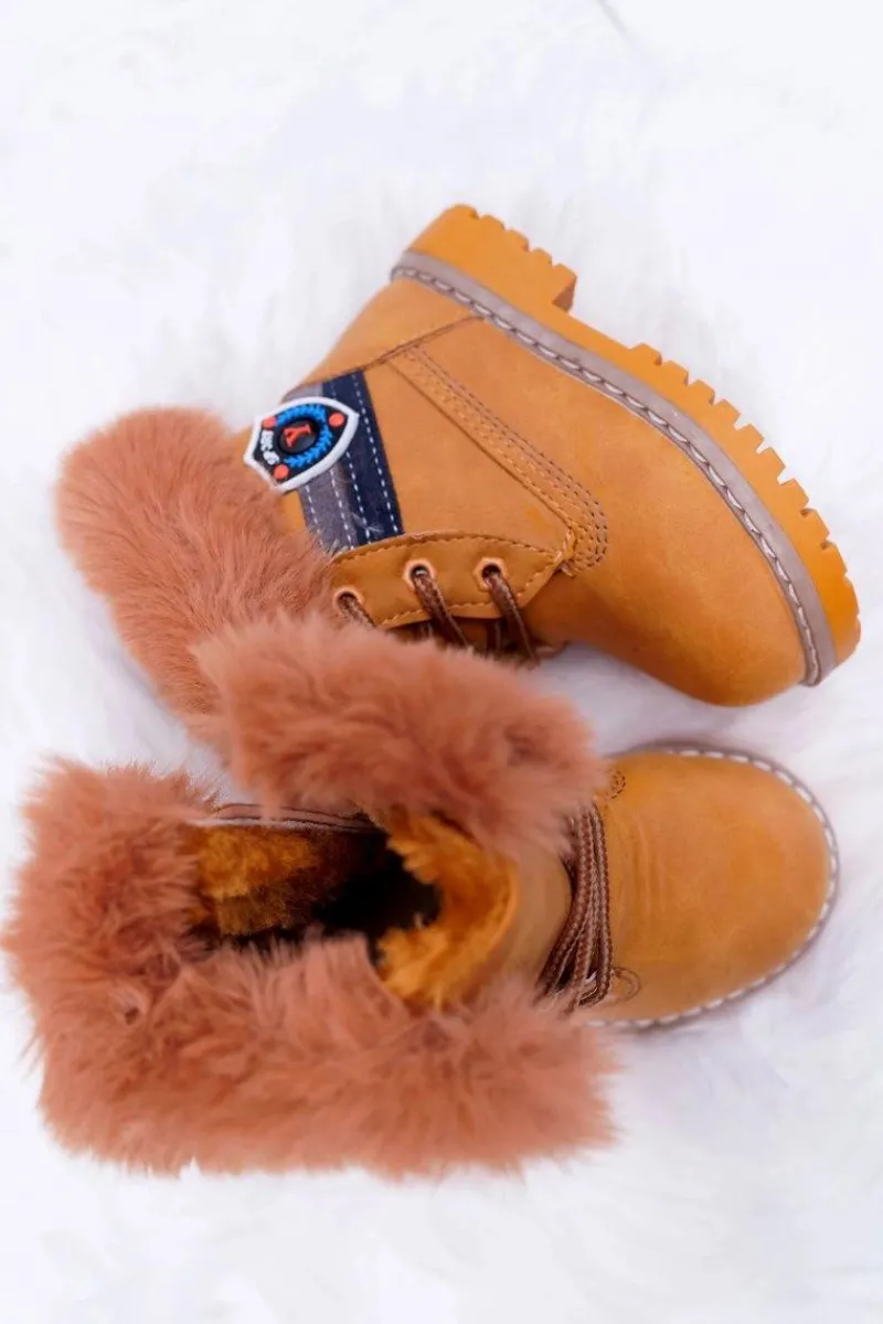 Chłopięce>Boto Dziecięce Chłopięce Botki Ocieplane Futerkiem Trapery Camel Cobi