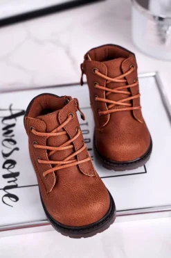 Online Boto Dziecięce chłopięce trapery botki brązowe Moa