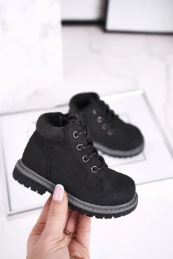 New Dziecięce chłopięce trapery botki czarne Moa Dzieci Chłopięce