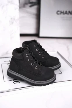 New Dziecięce chłopięce trapery botki czarne Moa Dzieci Chłopięce