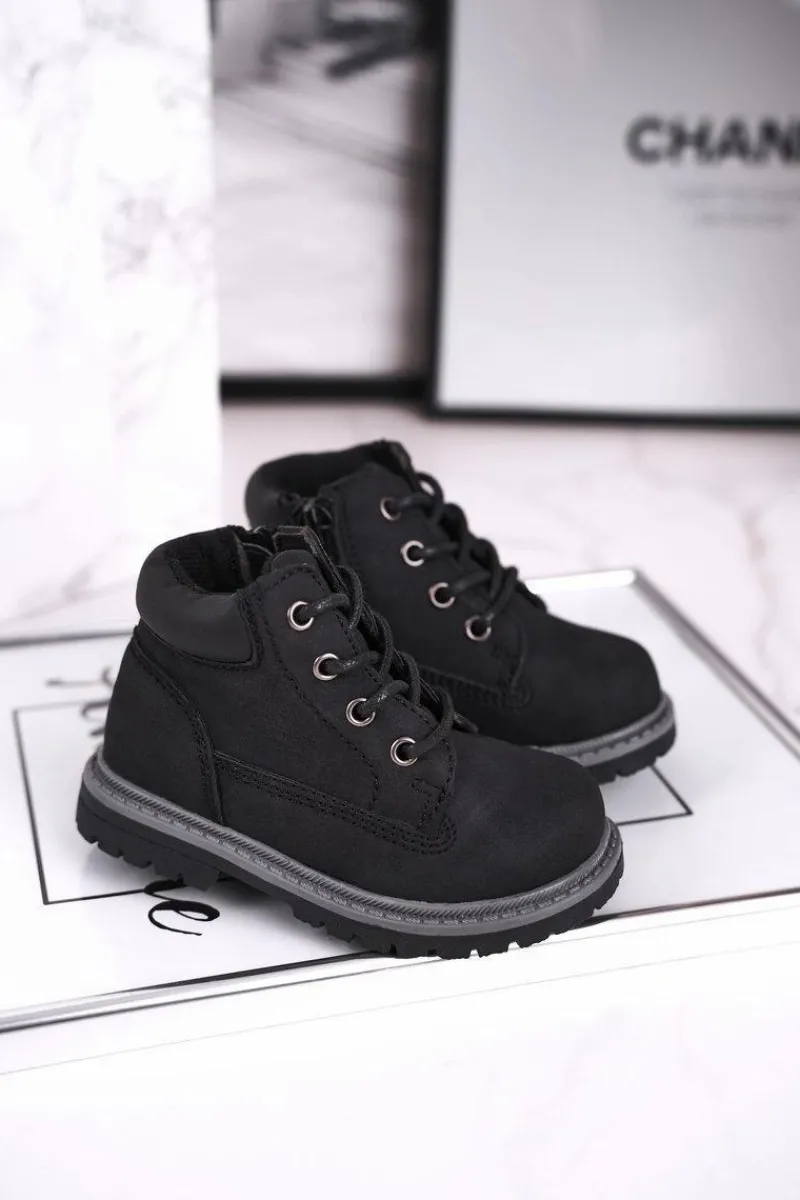 New Dziecięce chłopięce trapery botki czarne Moa Dzieci Chłopięce