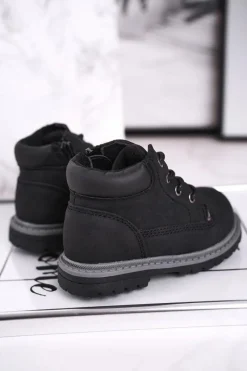 New Dziecięce chłopięce trapery botki czarne Moa Dzieci Chłopięce