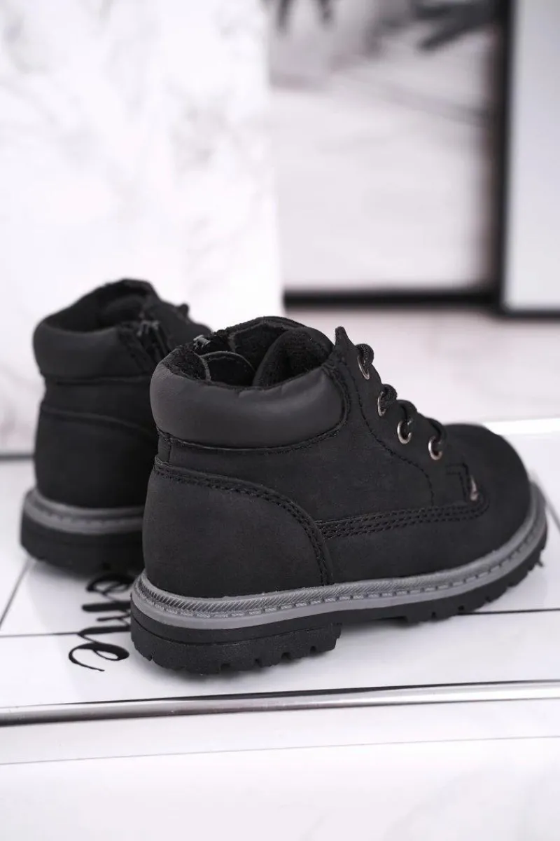 New Dziecięce chłopięce trapery botki czarne Moa Dzieci Chłopięce