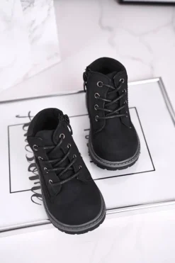 New Dziecięce chłopięce trapery botki czarne Moa Dzieci Chłopięce