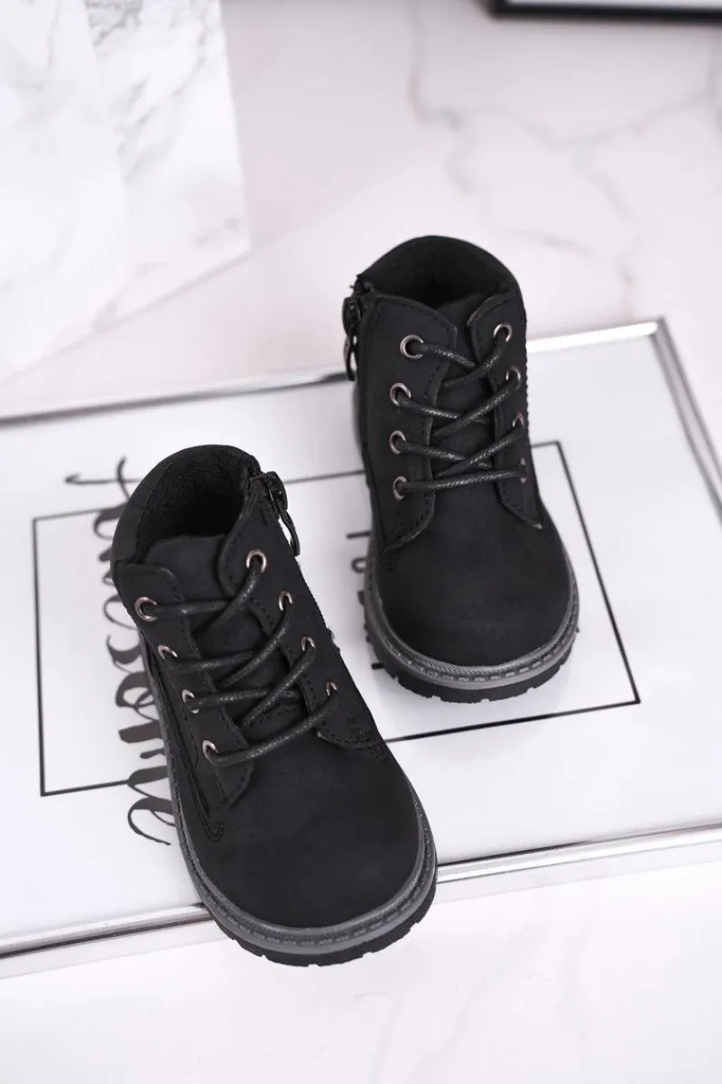 New Dziecięce chłopięce trapery botki czarne Moa Dzieci Chłopięce