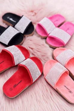 Dziewczęce></noscript>Boto Dziecięce Czerwone Klapki Na Korku Kryształki Malena