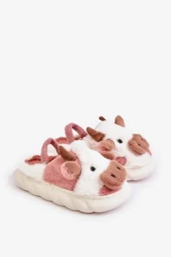 Best Boto Dziecięce Futrzane Kapcie Z Motywem Krowy Różowe Tamorrin