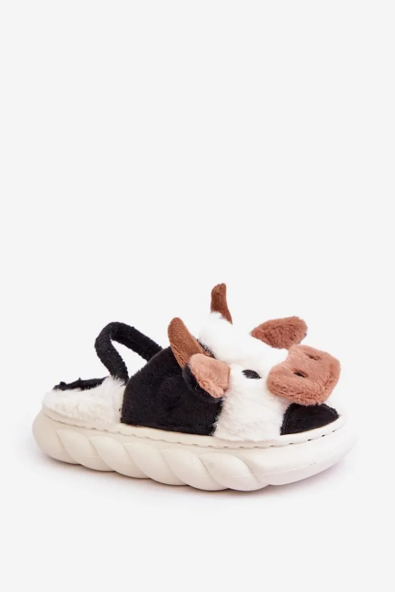 Chłopięce|Dziewczęce>Boto Dziecięce Futrzane Kapcie Z Motywem Krowy Białe Tamorrin