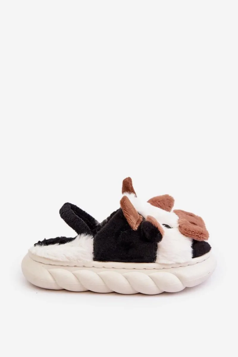 Chłopięce|Dziewczęce>Boto Dziecięce Futrzane Kapcie Z Motywem Krowy Białe Tamorrin