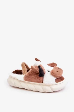 Discount Boto Dziecięce Futrzane Kapcie Z Motywem Krowy Brązowe Tamorrin
