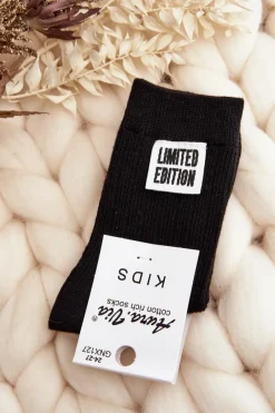 Best Aura.via Dziecięce Gładkie Skarpetki Z Naszywką Czarne