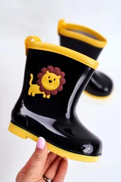 New Dziecięce Gumowe Kalosze Czarne Lew Dzieci Chłopięce|Dziewczęce
